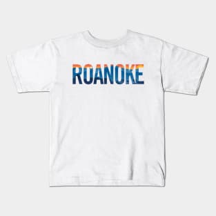 Roanoke pride illustration with mountains, star, city scape and sunset Kids T-Shirt